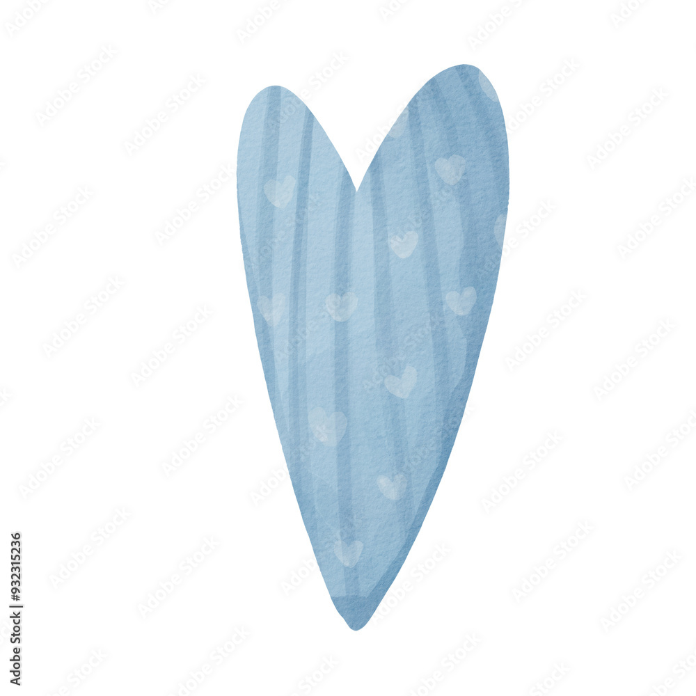 Cute blue heart with ornament for romantic cards and valentines. Watercolor heart texture, isolated on transparent background, PNG. Cute blue heart with ornament for romantic cards and valentines. Watercolor heart texture, isolated on transparent background, PNG.
