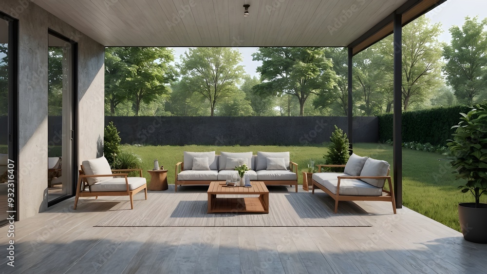 Fototapeta premium table and chairs in a garden