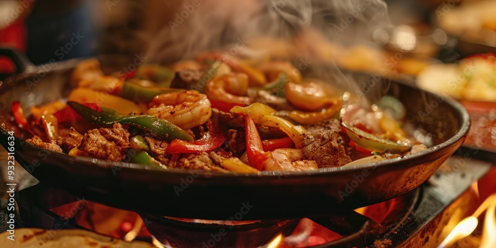 Sizzlin Fajitas with Chicken Beef and Shrimp Combination Sizzlin Fajitas with Chicken Beef and Shrimp Combination