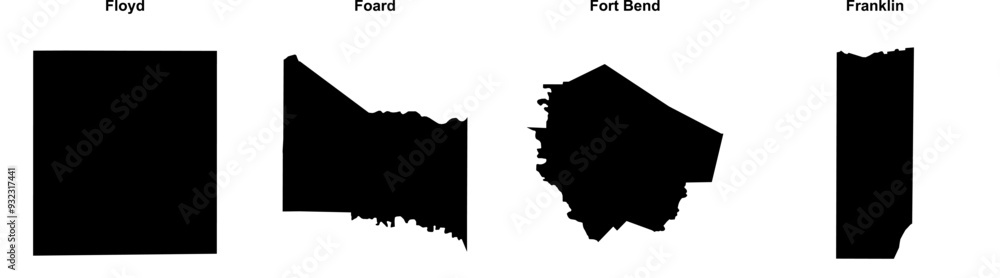 Floyd, Foard, Fort Bend, Franklin outline maps Floyd, Foard, Fort Bend, Franklin outline maps