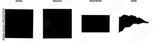 Dallas, Dawson, Deaf Smith, Delta outline maps