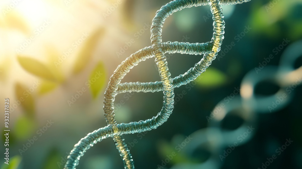 DNA helix in nature, integration of biology and environment, 3D illustration DNA helix in nature, integration of biology and environment, 3D illustration