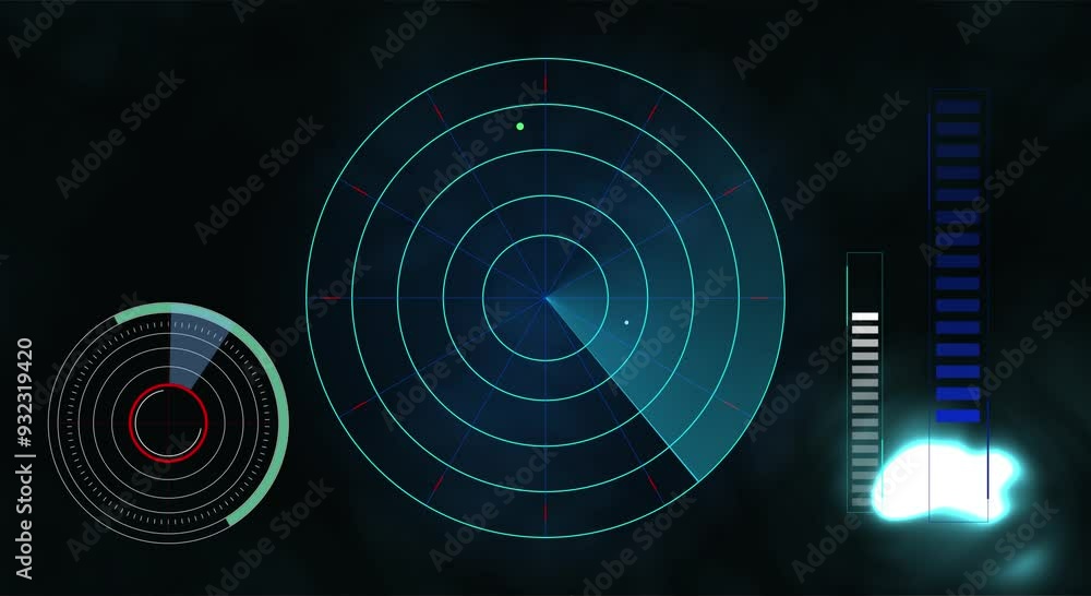 radar hud animation in fractal noise and gradient background. radar hud animation in fractal noise and gradient background.