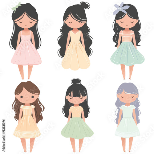 Vector Girl Seeing simple and mini