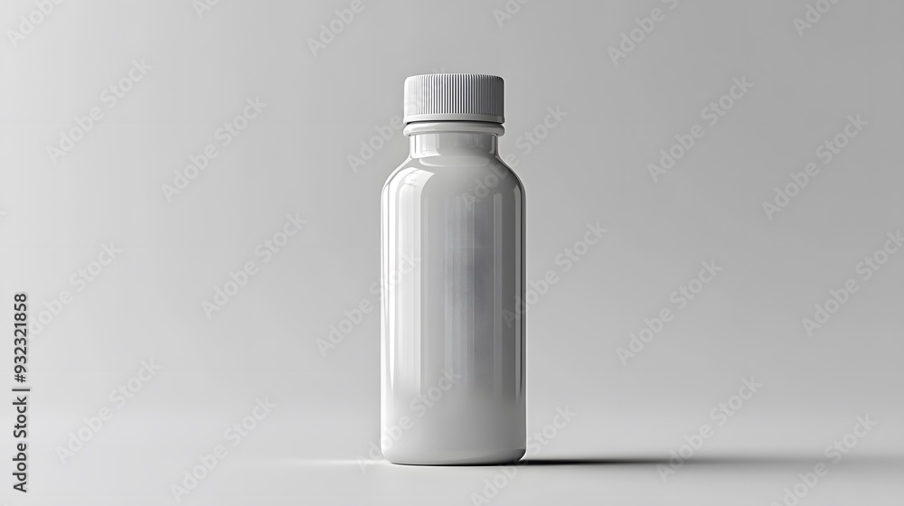 White Plastic Bottle Mockup with White Lid. White Plastic Bottle Mockup with White Lid.