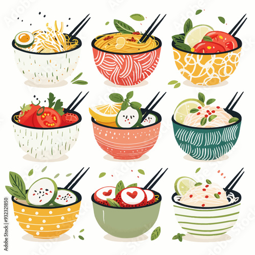 Vector Noodle Salad simple and min