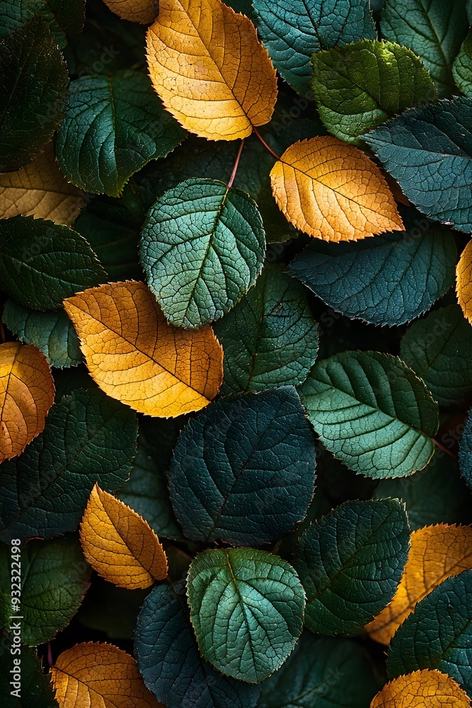 Fototapeta premium Green and Yellow Leaves Texture
