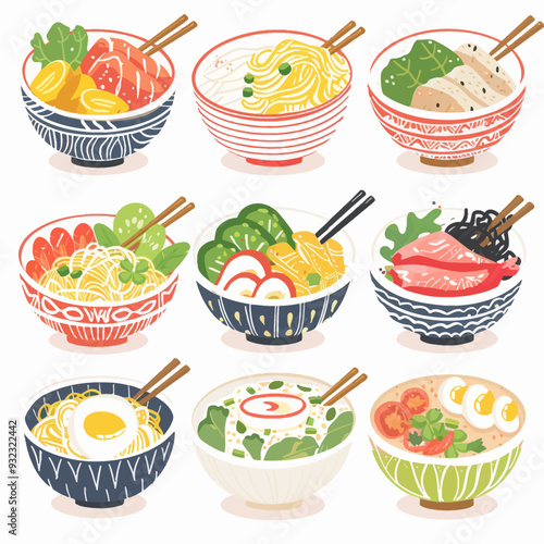 Vector Noodle Salad simple and min
