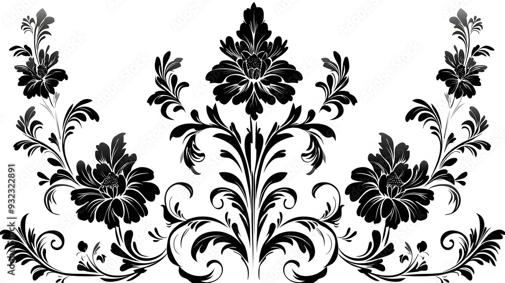 Black and White Floral Design. Black and White Floral Design.
