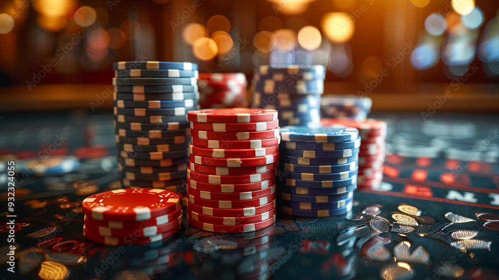 Neatly folded stack of casino chips Neatly folded stack of casino chips