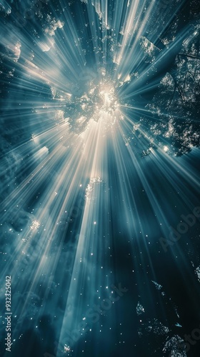 A bright blue sky with a lot of light shining through it