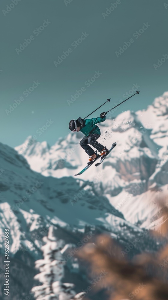 A skier is skiing down a snowy mountain slope A skier is skiing down a snowy mountain slope