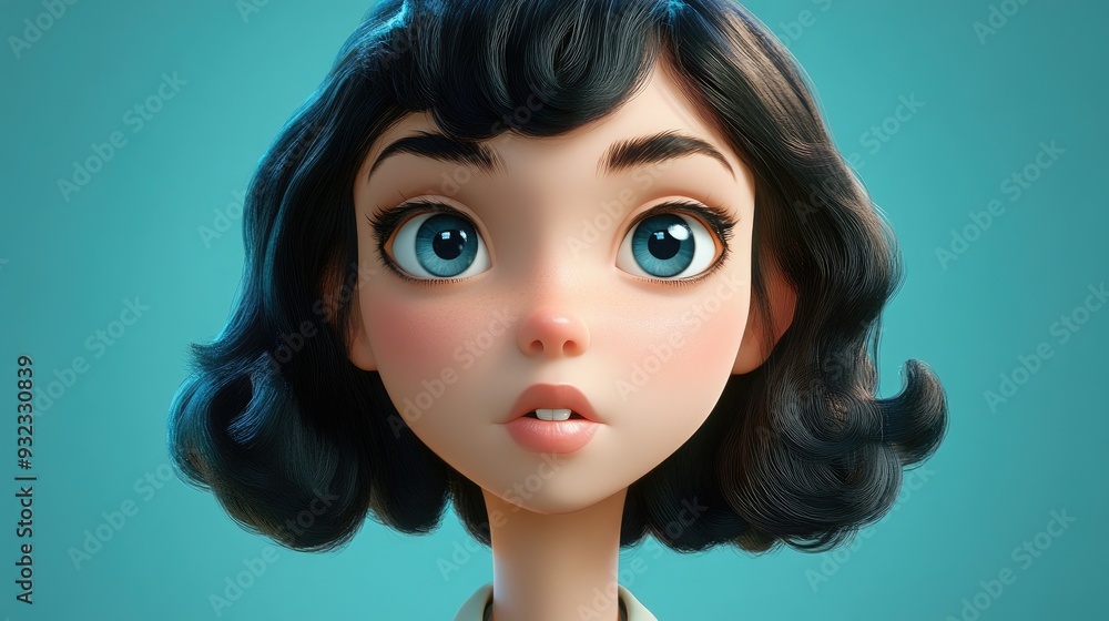 Charming 3D Cartoon Character with a Stunning Young Woman s Face Charming 3D Cartoon Character with a Stunning Young Woman s Face
