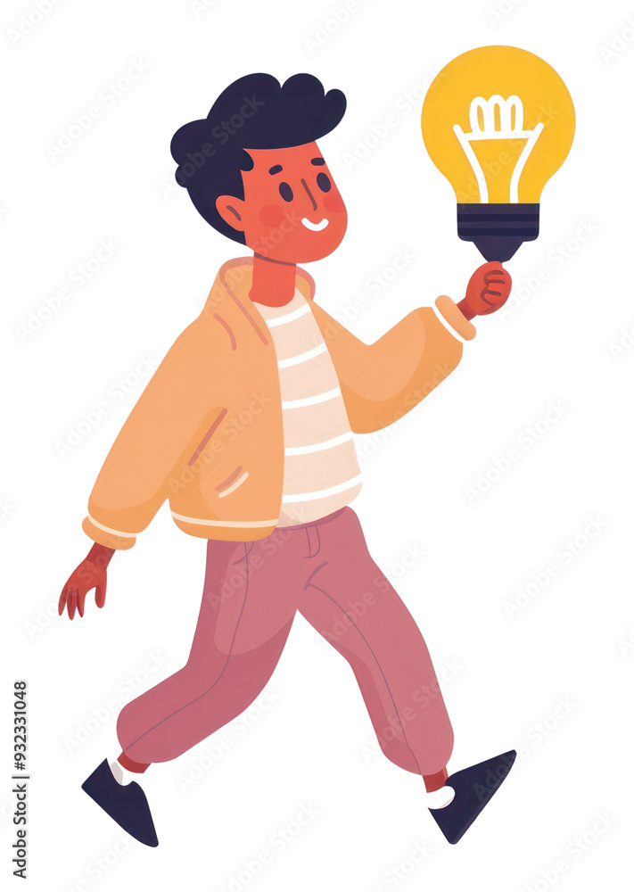 Fototapeta premium PNG Man holding bright lightbulb idea