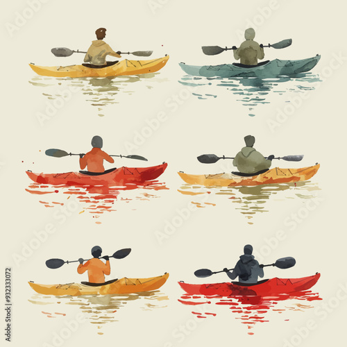 Vector Person is kayaking simple a