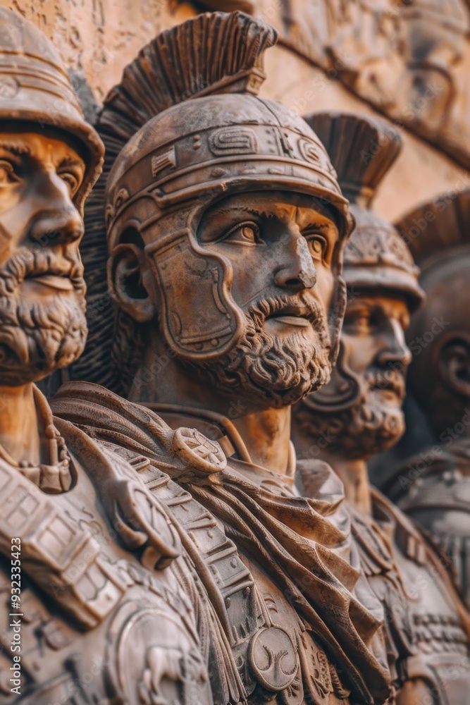 Fototapeta premium A detailed view of a sculpture depicting multiple males, suitable for historical or artistic purposes