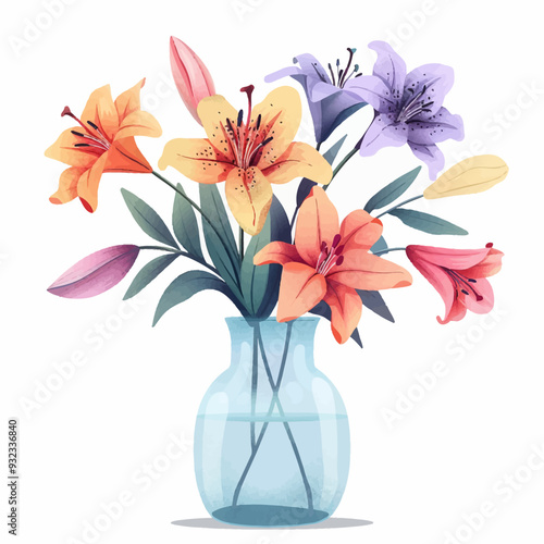 Vector Lily in vase simple and min