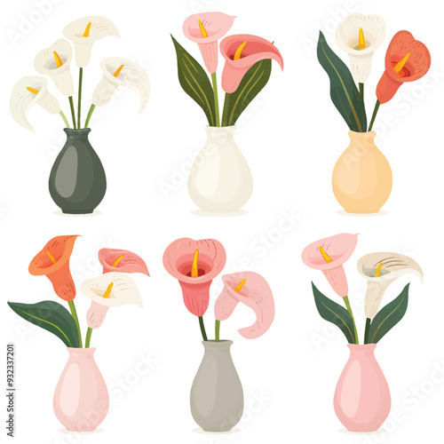 Vector Calla Lily in vase simple a
