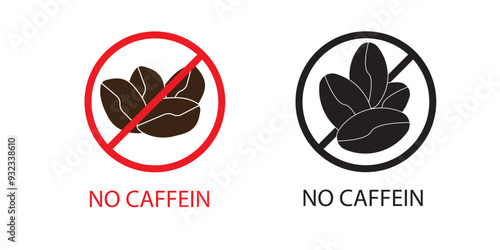 No caffein, decaffeinated or caffein free icon symbol vector illustration