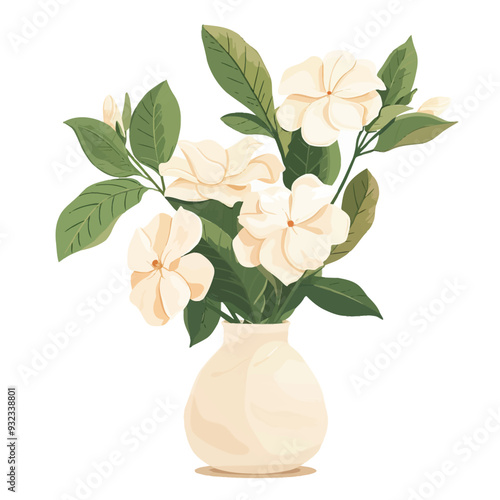 Vector Gardenia in vase simple and