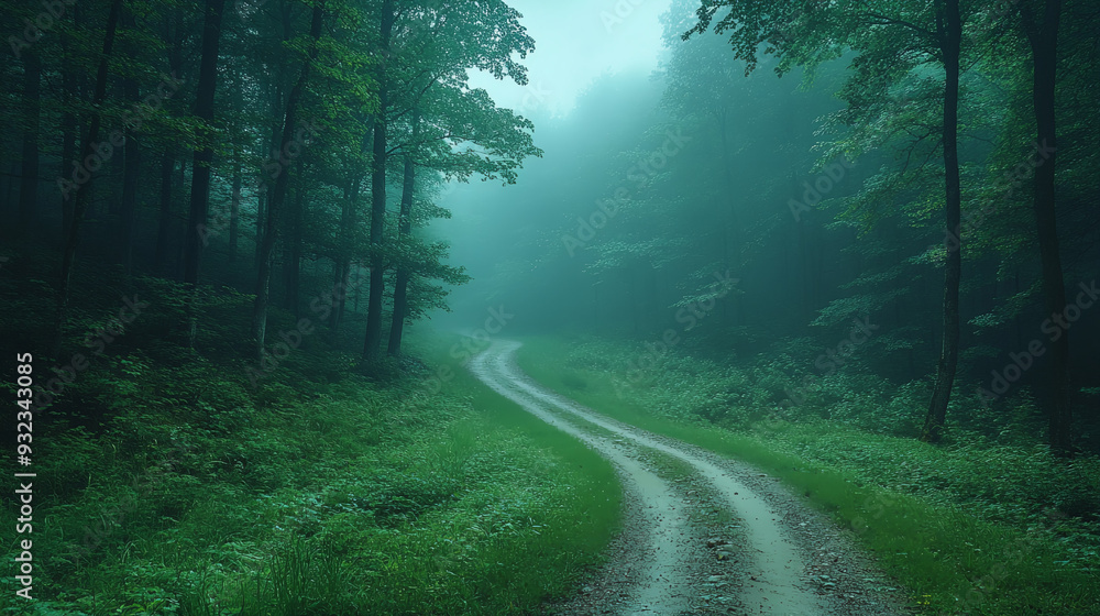 Rain-drenched dirt road in the forest Rain-drenched dirt road in the forest