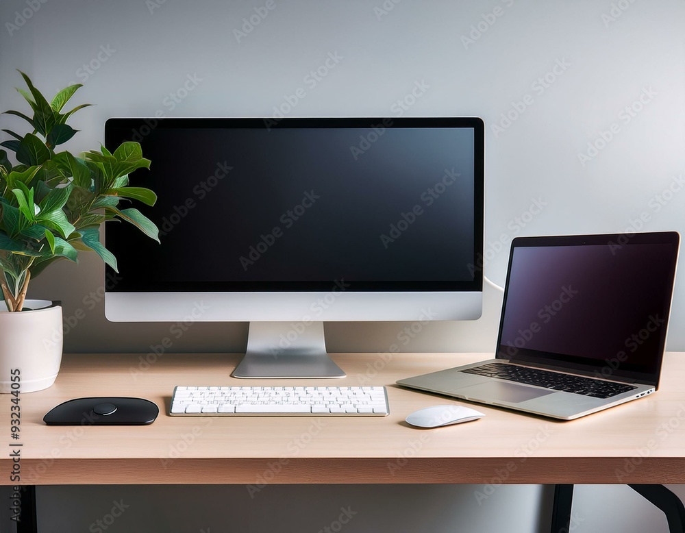 A minimalist desk setup with dual monitors, a wireless charging pad, and a potted plant, emp.jpg, A minimalist desk setup with dual monitors, a wireless charging pad, and a potted plant A minimalist desk setup with dual monitors, a wireless charging pad, and a potted plant, emp.jpg, A minimalist desk setup with dual monitors, a wireless charging pad, and a potted plant