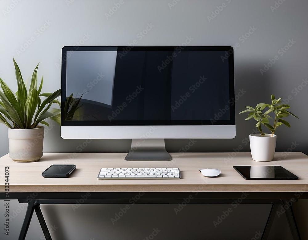 A minimalist desk setup with dual monitors, a wireless charging pad, and a potted plant, emp.jpg, A minimalist desk setup with dual monitors, a wireless charging pad, and a potted plant A minimalist desk setup with dual monitors, a wireless charging pad, and a potted plant, emp.jpg, A minimalist desk setup with dual monitors, a wireless charging pad, and a potted plant