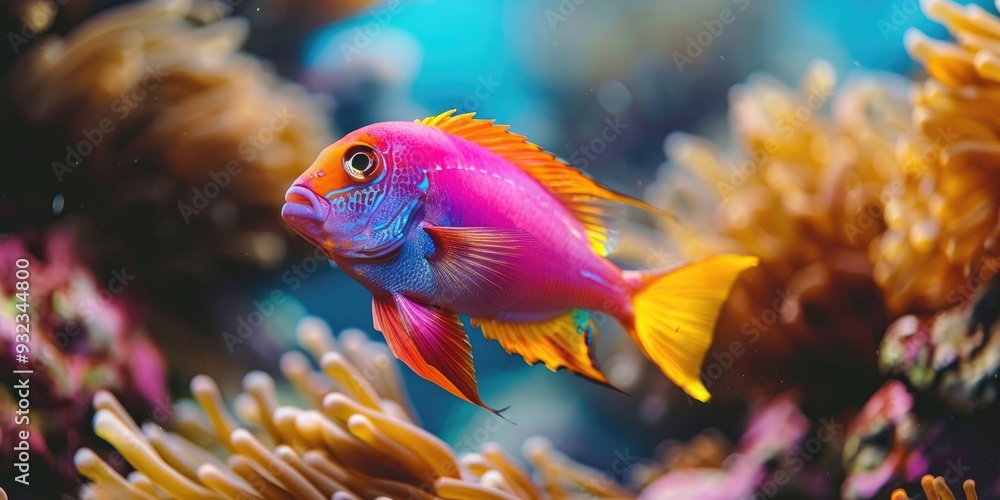 Male Purple Queen Anthias Fish Pseudanthias tuka from the Pacific Ocean Male Purple Queen Anthias Fish Pseudanthias tuka from the Pacific Ocean