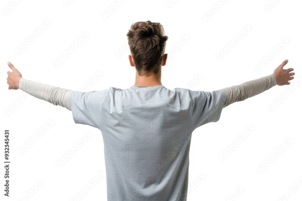 A person spreading their arms wide, conveying joy and freedom A person spreading their arms wide, conveying joy and freedom