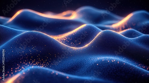 Abstract Digital Landscape with Glowing Particles