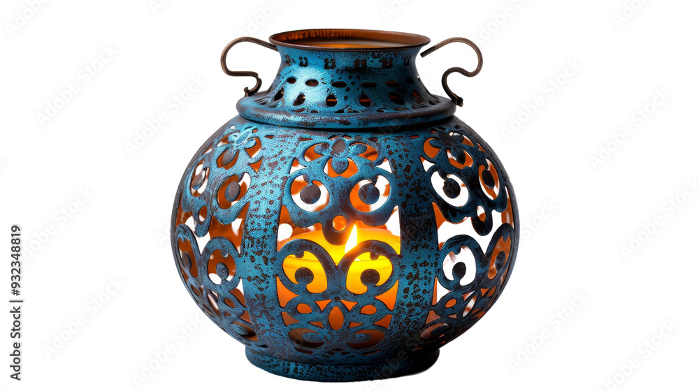 Antique blue lantern with intricate designs, illuminated by a warm candlelight, creating an enchanting ambiance. Ideal for home decor or events. Antique blue lantern with intricate designs, illuminated by a warm candlelight, creating an enchanting ambiance. Ideal for home decor or events.