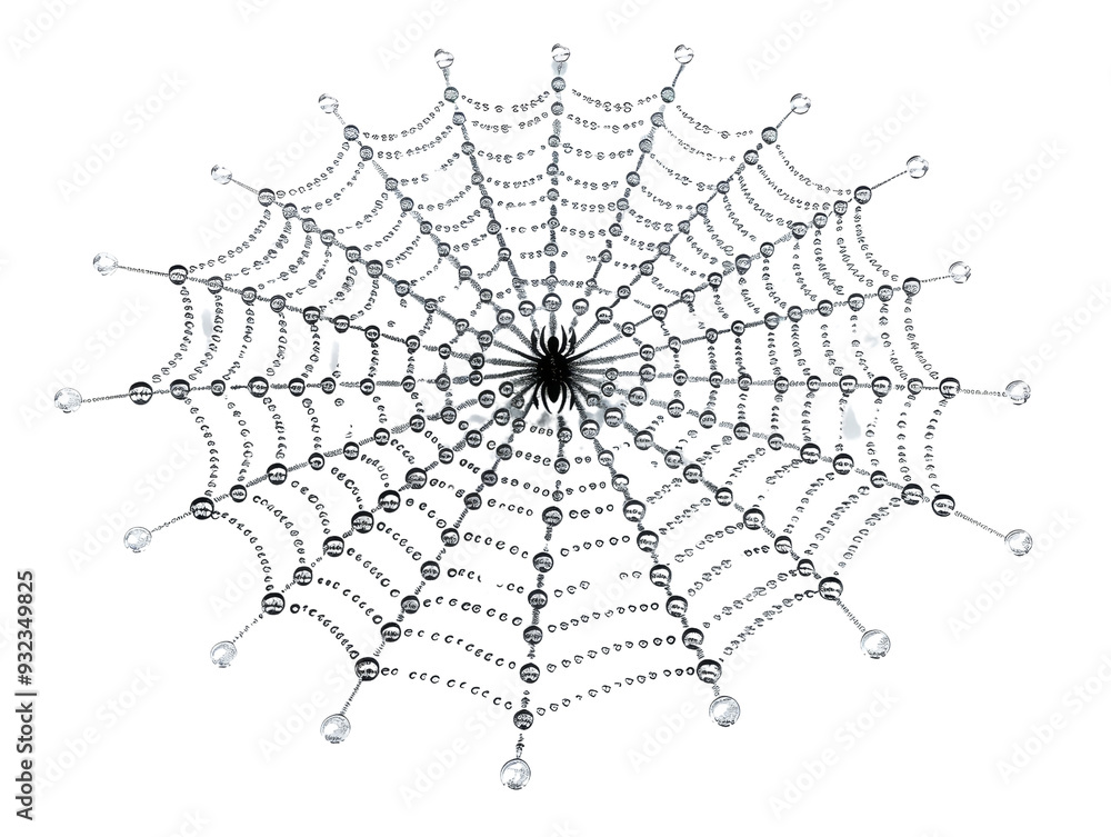 Fototapeta premium Detailed image of an intricate spider web pattern against a transparent background, perfect for Halloween and nature-themed designs.