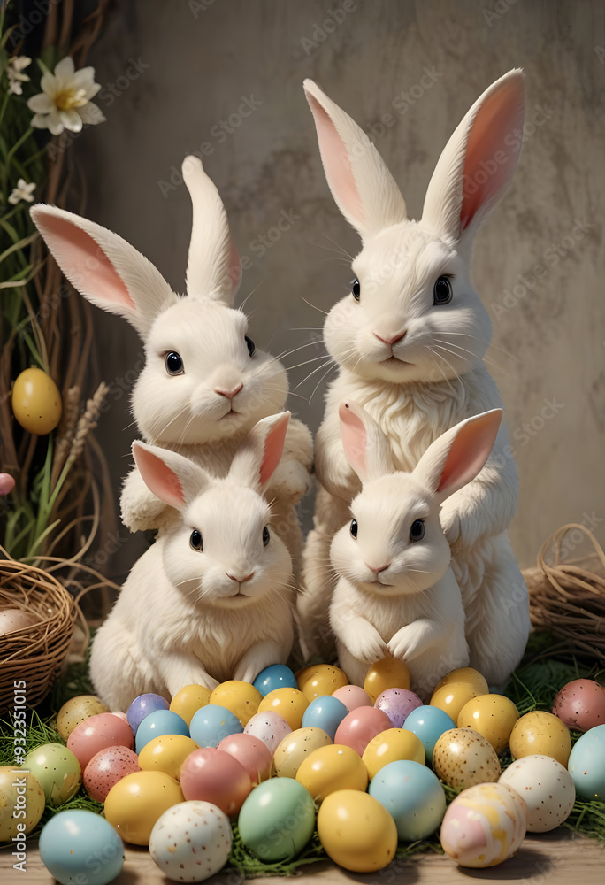easter bunny and easter eggs easter bunny and easter eggs