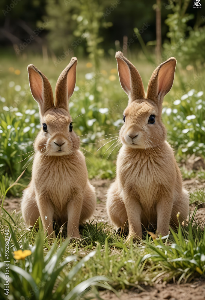 two rabbits in the garden two rabbits in the garden
