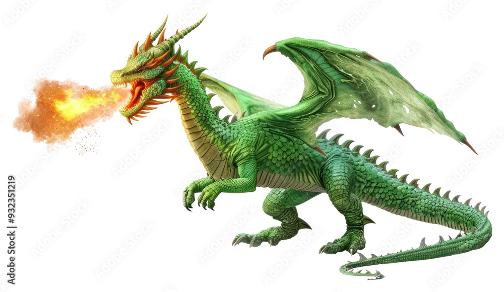 Obraz premium PNG Green dragon dinosaur reptile animal.