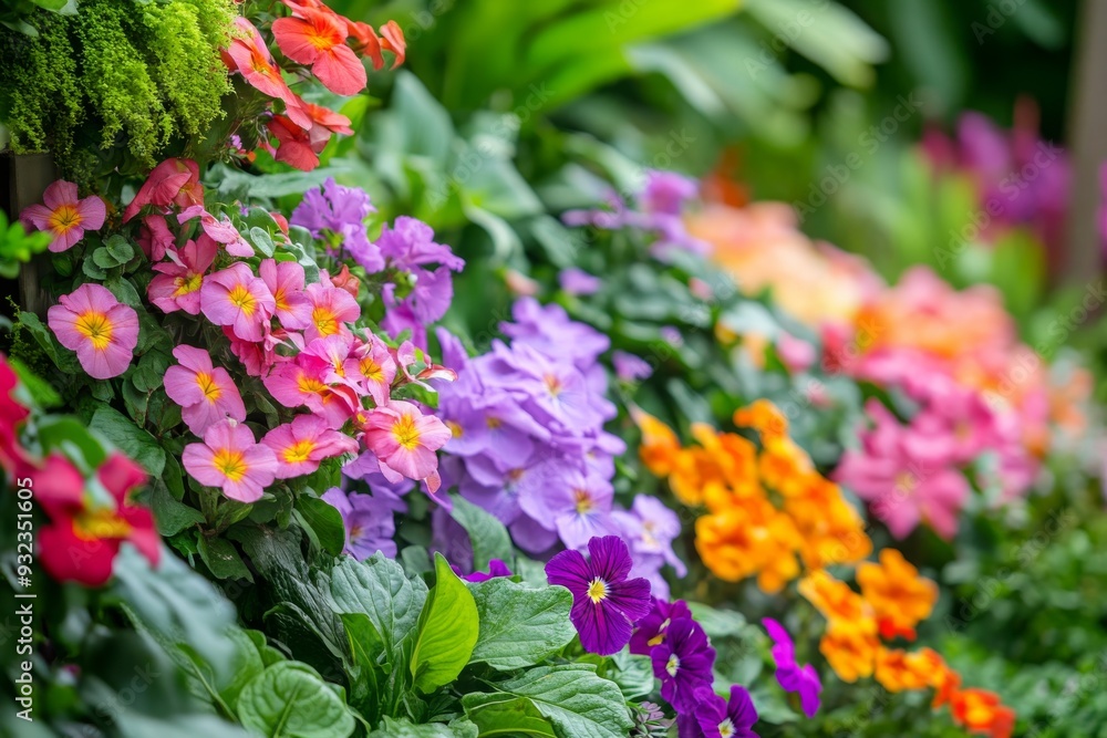 A vibrant summer garden showcases a variety of colorful blooming flowers thriving under the warm sun A vibrant summer garden showcases a variety of colorful blooming flowers thriving under the warm sun