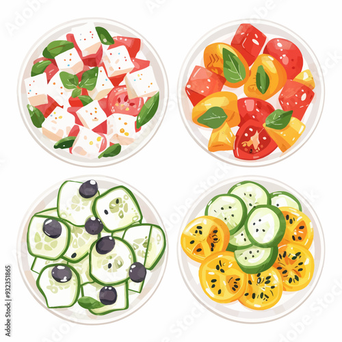 Vector Greek Salad simple and mini