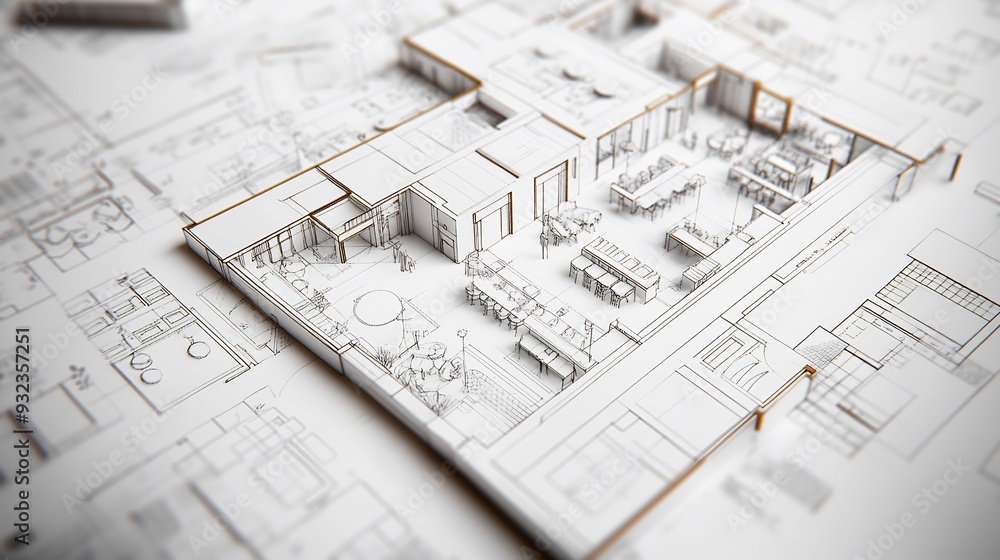 Detailed architectural blueprint for hospitality design focusing on guest experience service efficiency and aesthetic appeal with clear organized annotations Detailed architectural blueprint for hospitality design focusing on guest experience service efficiency and aesthetic appeal with clear organized annotations