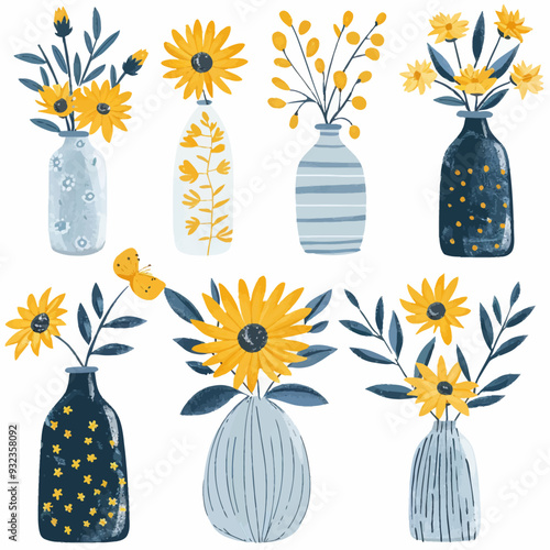 Vector Sunflower in vase simple an