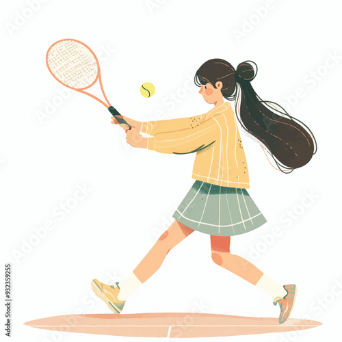 Vector Person is playing tennis si