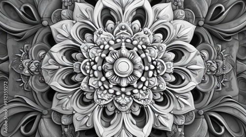 3D illustration of a mandala design suitable for adult coloring books