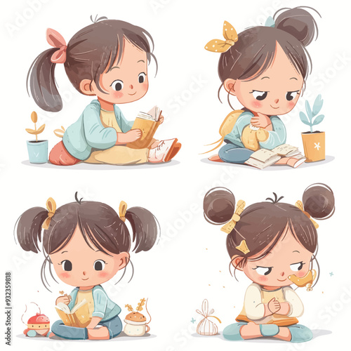 Vector Girl Playing simple and min