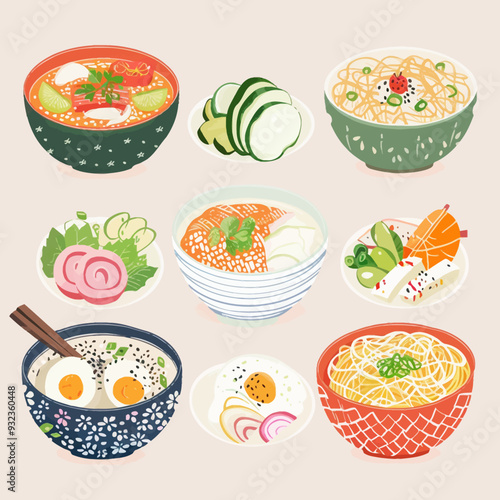 Vector Noodle Salad simple and min