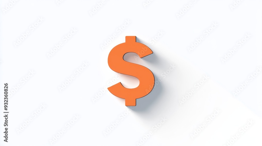 Orange dollar sign on white background with Orange dollar sign on white background with