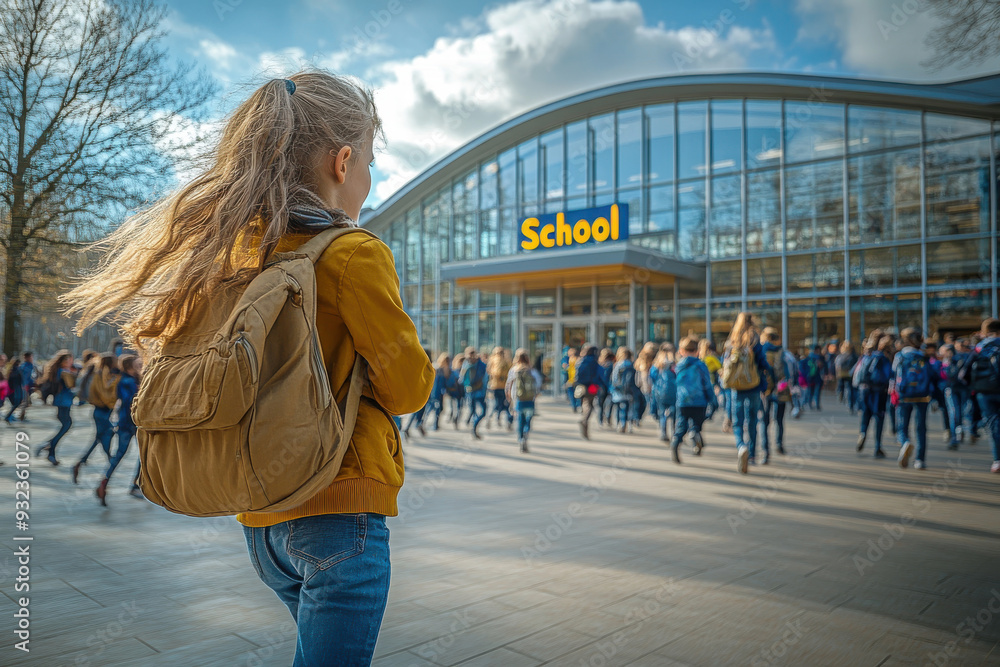 Obraz premium Group of children entering school