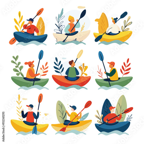 Vector Person is kayaking simple a