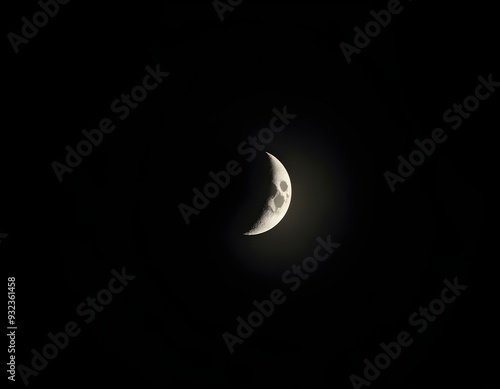 luminous crescent moon isolated on a black background create with ai