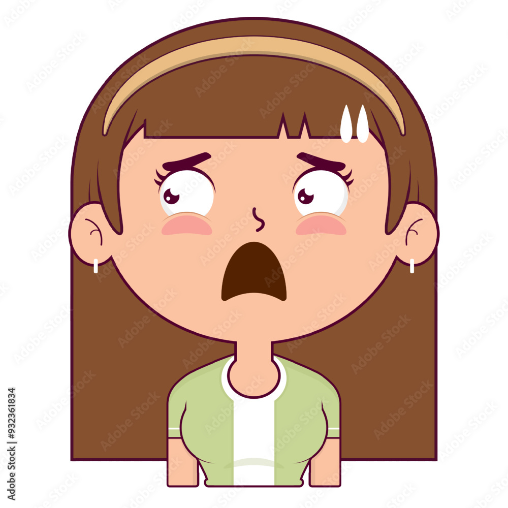 girl scared face cartoon cute girl scared face cartoon cute