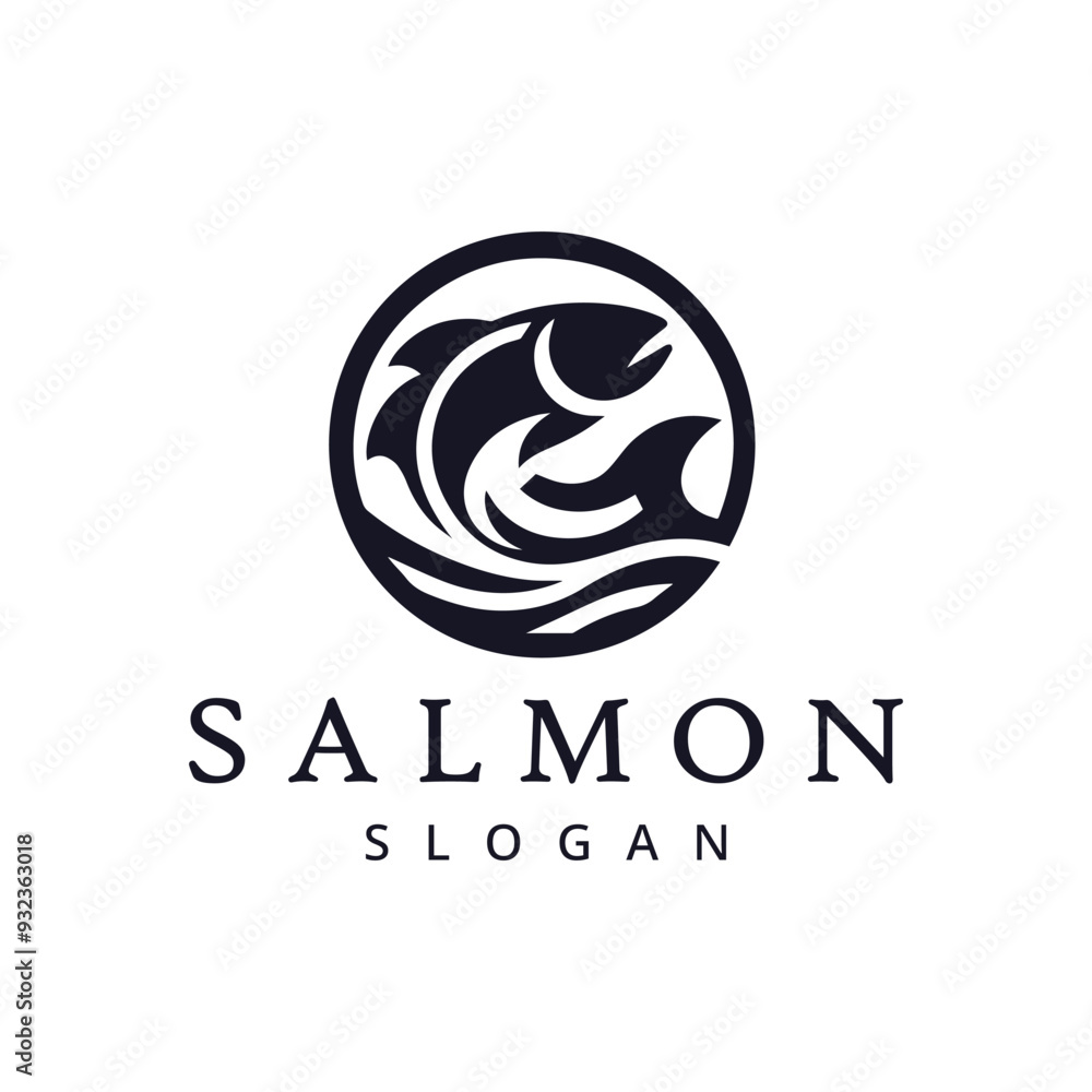Salmon fish logo seafood label Fishing logo design template illustration Salmon fish logo seafood label Fishing logo design template illustration