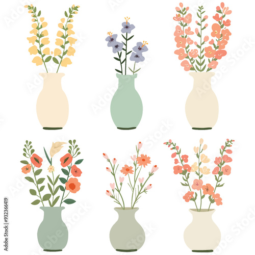Vector Snapdragon in vase simple a